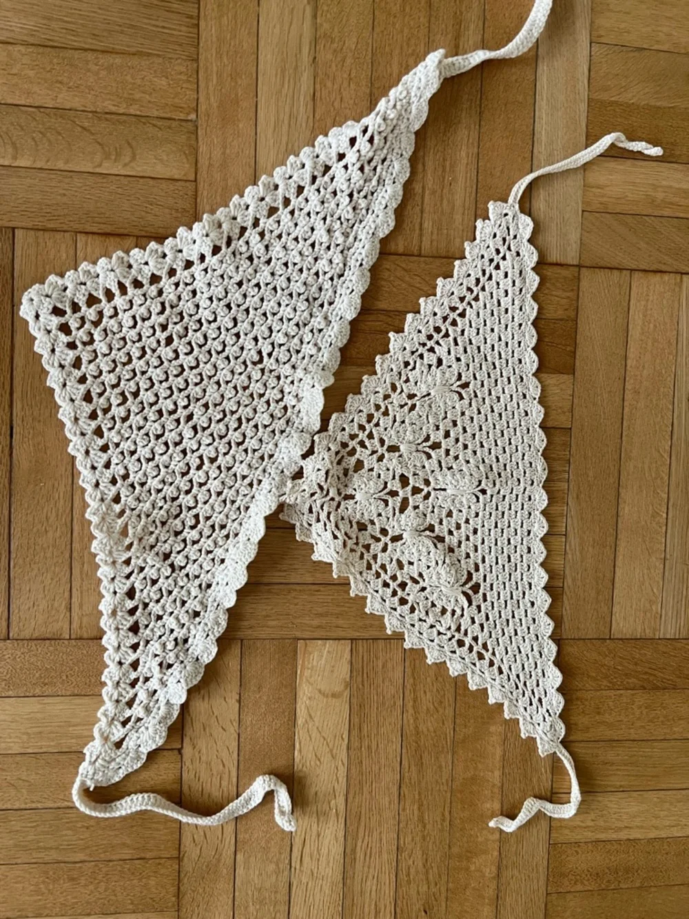 Handmade Crochet Triangle Bib / Scarf in Cream